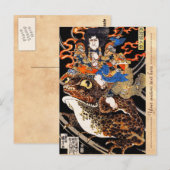 Carte Postale samouraï, guerrier cool oriental (Devant / Derrière)