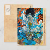 Carte Postale samouraï, guerrier cool oriental (Devant / Derrière)