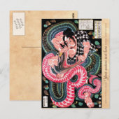 Carte Postale samouraï, guerrier cool oriental (Devant / Derrière)