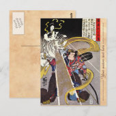 Carte Postale samouraï, guerrier cool oriental (Devant / Derrière)