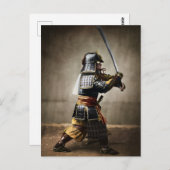 Carte Postale Samouraï japonais en armure avec Katana (Devant / Derrière)