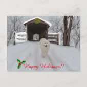 Carte postale Samoyed "Happy Holidays" (Devant)