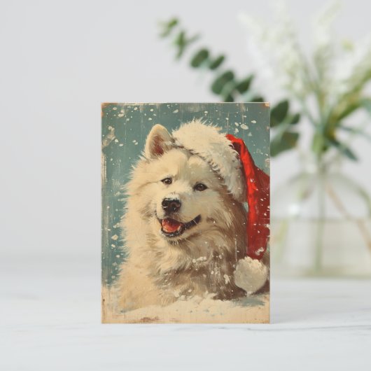 Carte Postale Samoyed noël (Debout devant)