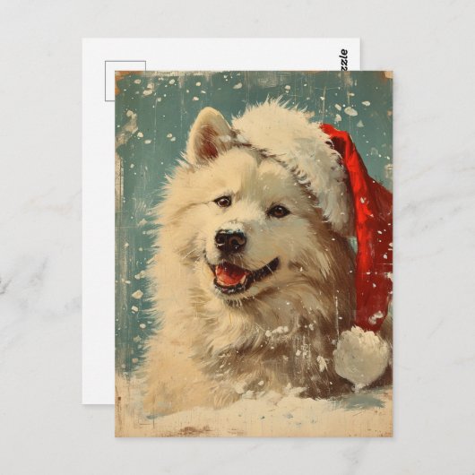 Carte Postale Samoyed noël (Devant / Derrière)
