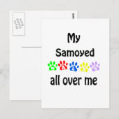 Carte Postale Samoyed Walks Design (Devant / Derrière)