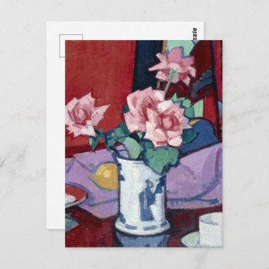 Carte Postale Samuel John Peploe Rose Roses, Vase Chinois (Devant / Derrière)