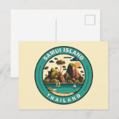 Carte Postale Samui Island Thaïlande Insigne d'art de voyage (Devant / Derrière)