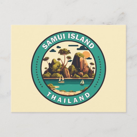 Carte Postale Samui Island Thaïlande Insigne d'art de voyage (Devant)