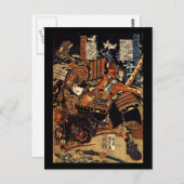 Carte Postale Samurai au combat, vers les années 1800 (Devant / Derrière)
