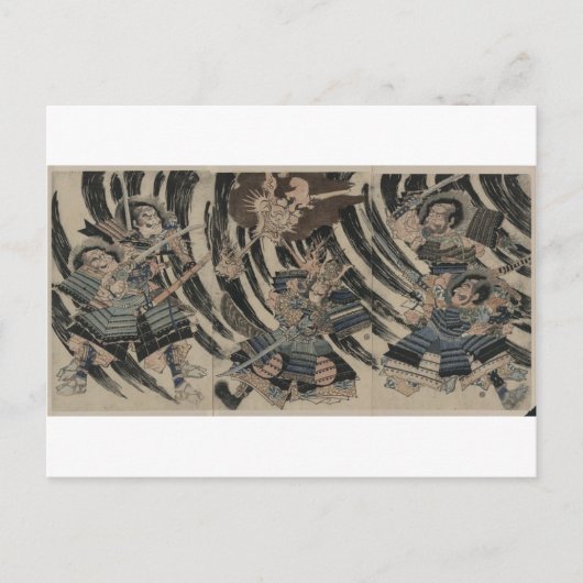 Carte Postale Samurai et Demon vers 1818 (Devant)
