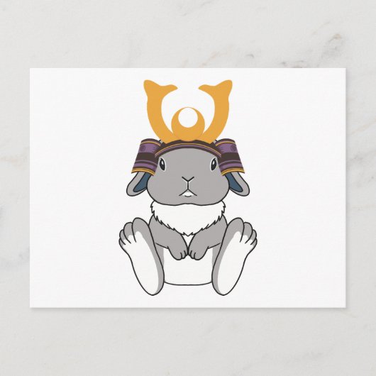 Carte Postale Samurai Holland Lop Rabbit Warrior Gray (Devant)
