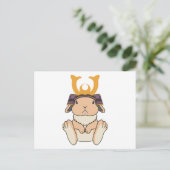 Carte Postale Samurai Holland Lop Rabbit Warrior Orange (Debout devant)