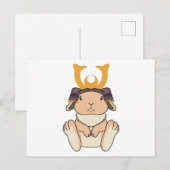 Carte Postale Samurai Holland Lop Rabbit Warrior Orange (Devant / Derrière)