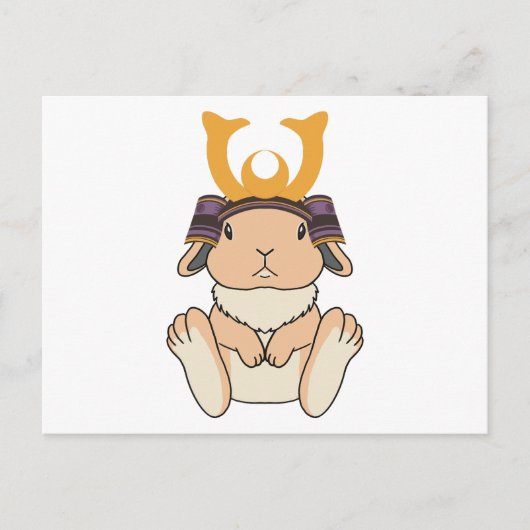 Carte Postale Samurai Holland Lop Rabbit Warrior Orange (Devant)