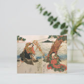 Carte Postale Samurai Warrior sur la plage (Debout devant)