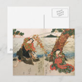 Carte Postale Samurai Warrior sur la plage (Devant / Derrière)
