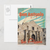 Carte Postale San Antonio, Texas, L'affiche Alamo Travel (Devant / Derrière)