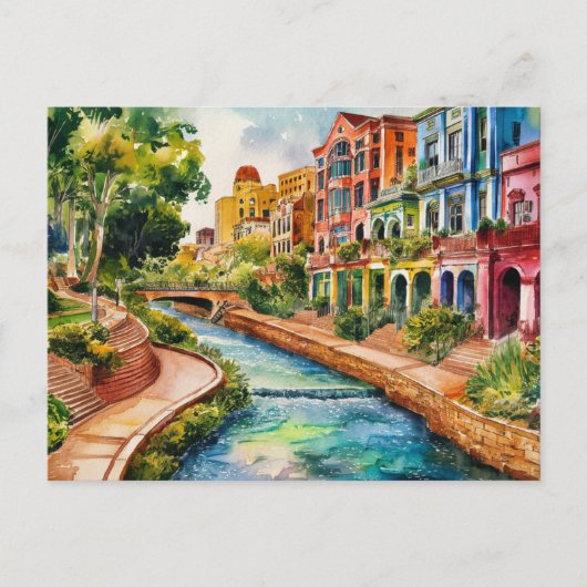 Carte Postale San Antonio, Texas, Riverwalk Peinture (Devant)