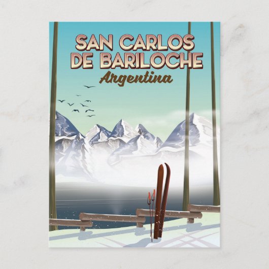 Carte Postale San Carlos de Bariloche poster de voyage ski (Devant)