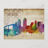 San Diego, CA | Aquarelle Ville Skyline