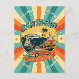 Carte Postale San Diego, CA Rétro Voyage Années 50