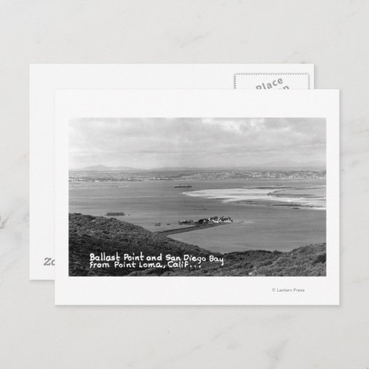 Carte Postale San Diego, CA Vue de Ballast Point et Bay (Devant / Derrière)