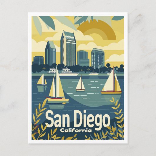 Carte Postale San Diego CA - Vue sur la baie Enregistrer la date (Devant)