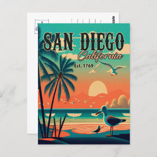 Carte Postale San Diego California Sunset Souvenirs 1950