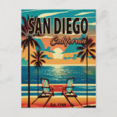 Carte Postale San Diego California Sunset Souvenirs 1950 (Devant)