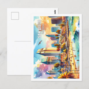 Carte Postale San Diego California USA Famous Place aquarelle