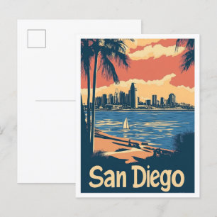 Carte Postale San Diego California USA Vintage voyage d'art