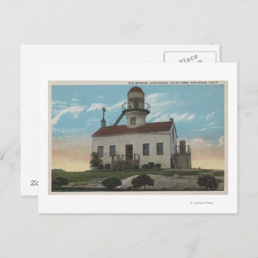Carte Postale San Diego, Californie - Ancien phare espagnol (Devant / Derrière)