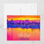 Carte postale San Diego, Californie - Coucher de s (Devant / Derrière)