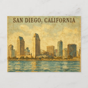 Carte Postale San Diego Californie ligne d'horizon vintage