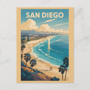 Carte Postale San Diego Californie Skyline Voyage Art Rétro