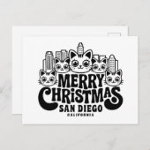 Carte Postale San Diego City California Joyeux Noël Cats USA (Devant / Derrière)