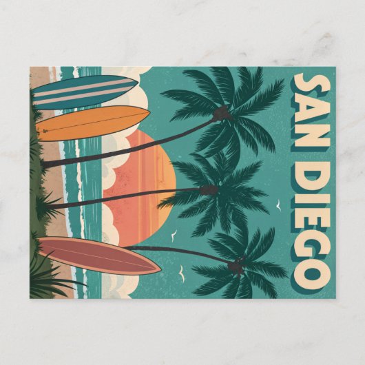Carte Postale San Diego : Des Vibes De Surfs Été Sans Fin (Devant)