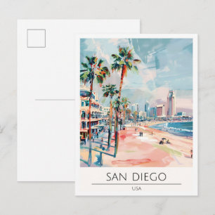 Carte Postale San Diego États-Unis Illustration d'art vintage Vo