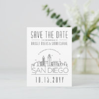 San Diego Skyline Save the Date Borderless Deco