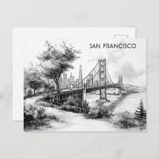 Carte postale San Francisco Black and White Travel (Devant / Derrière)
