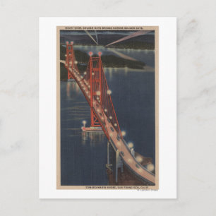 Carte Postale San Francisco, CA - Vue nocturne de Golden Gate