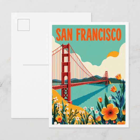 Carte Postale San Francisco California Art Illustration Voyage (Devant / Derrière)