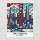 Carte Postale San Francisco California Retro Artwork Travel (Devant)