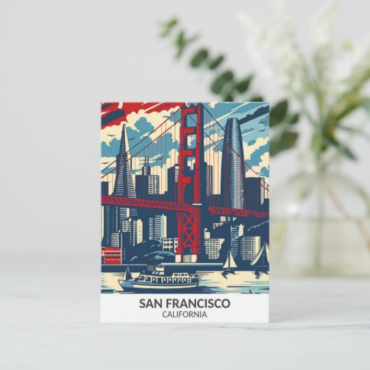 Carte Postale San Francisco California Retro Artwork Travel (Debout devant)
