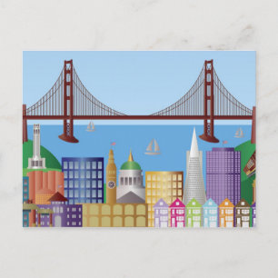 Carte Postale San Francisco City Skyline Illustration Po