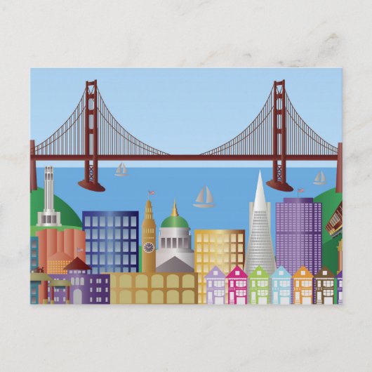 Carte Postale San Francisco City Skyline Illustration Po (Devant)