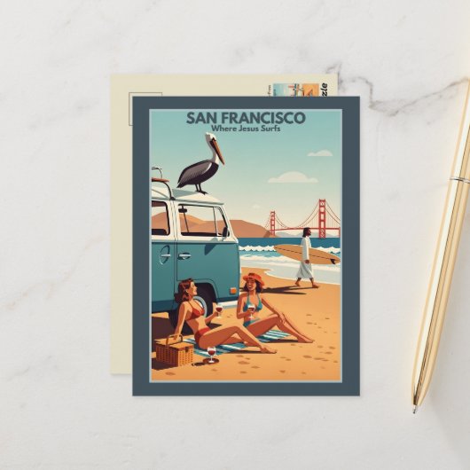 Carte Postale San Francisco drôle (Devant/Arrière en situation)