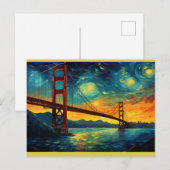 Carte Postale San Francisco Golden Gate Bridge nuit étoilée (Devant / Derrière)