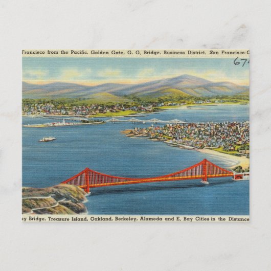 Carte Postale San Francisco Golden Gate Bridge Vintage (Devant)