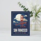 Carte Postale San Francisco Golden Gate Retro Night (Debout devant)